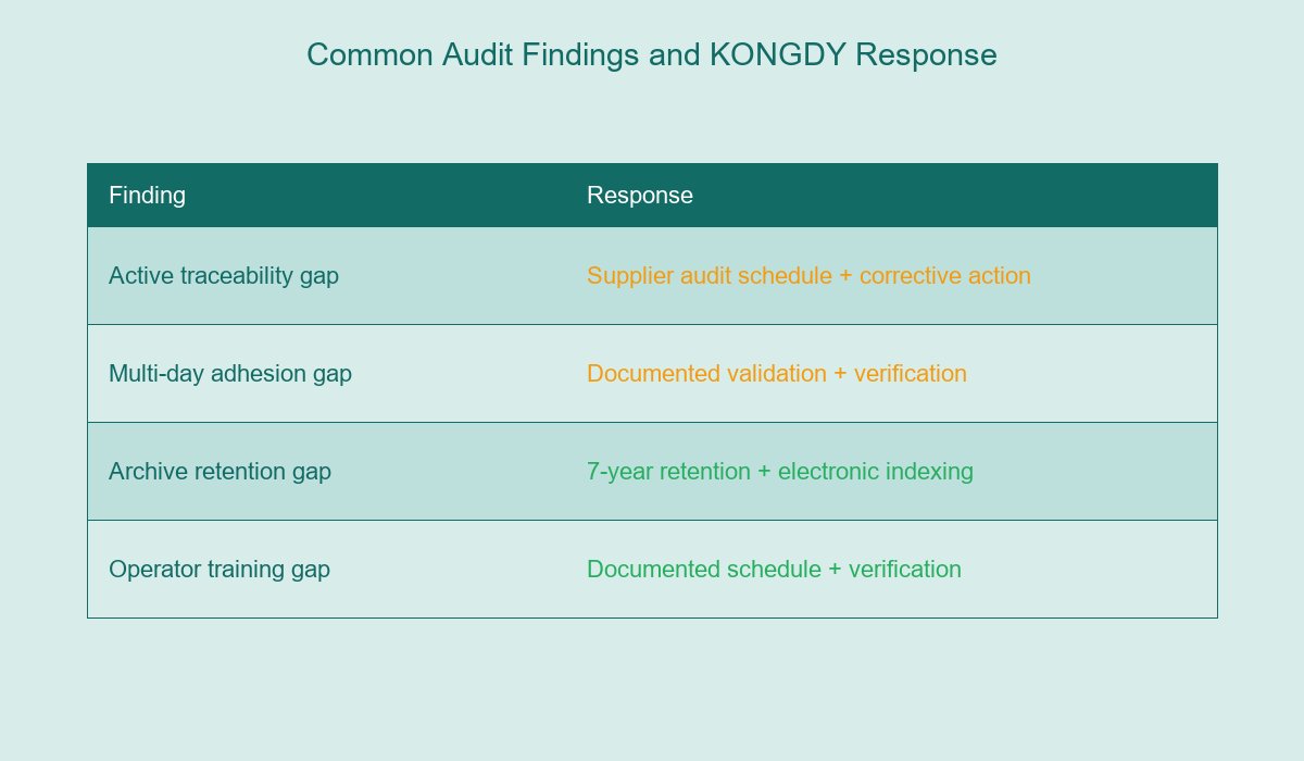 Common Audit Findings and KONGDY Response